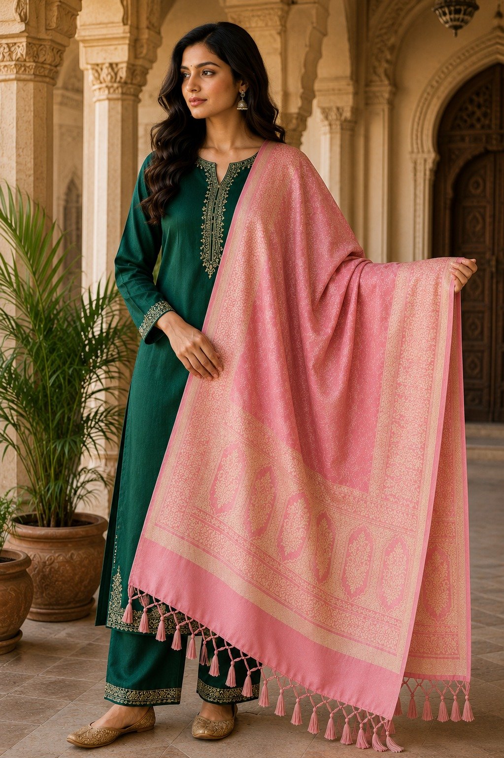 Acrylic shawl, Blush Rose design